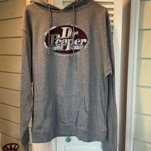 Dr Pepper Men's Gray LS Lightweight Fleece Hoodie 2XL